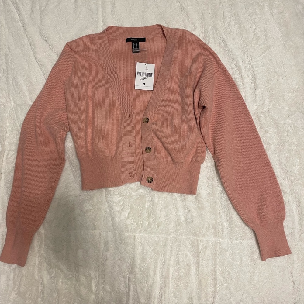 Light pink cropped cardigan with buttons, forever 21, NWT